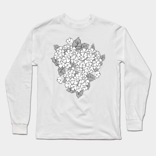 Hydrangea flowers. Black and white floral pattern Long Sleeve T-Shirt